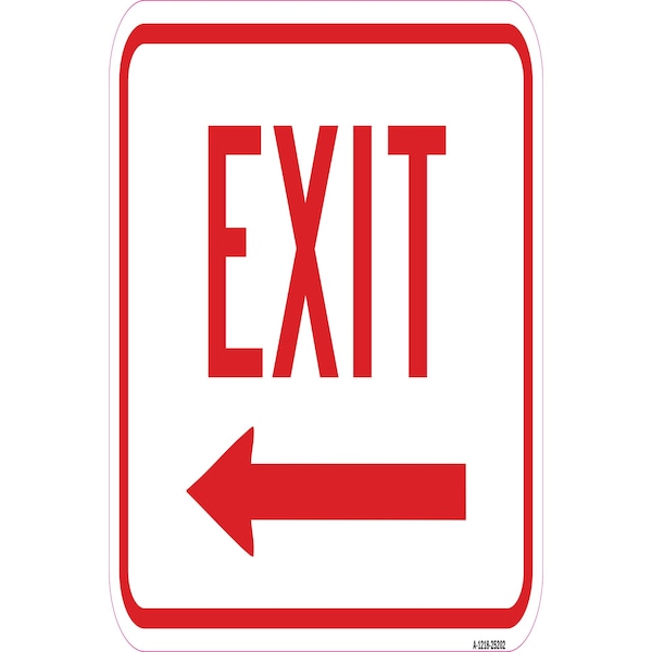 Exit With Left Arrow, Heavy-Gauge Aluminum Rust Proof Parking Sign, 12" H, 18" L, A-1218-25202